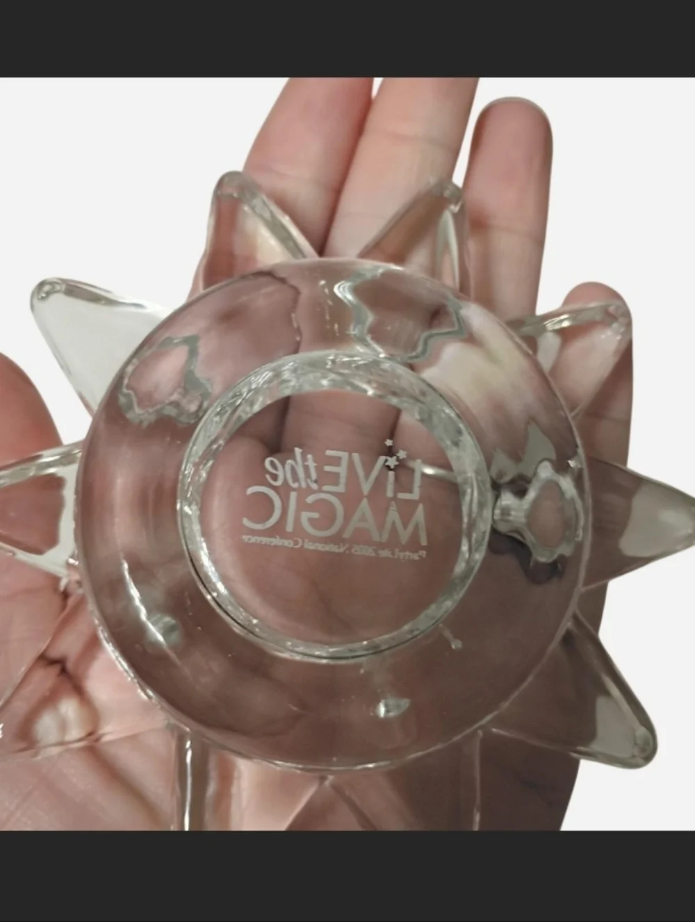 VTG 2005 PartyLite Clear Glass "Flaming Star" Tea light Candle Holder - Picture 6 of 7